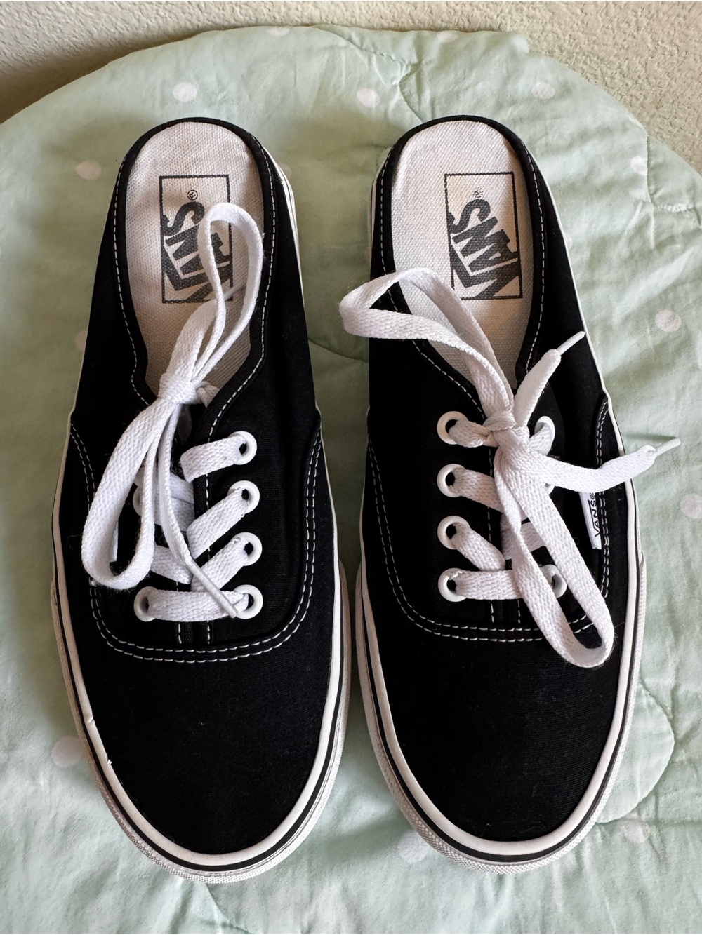 Vans Black Canvas Slip-On Lace Mule Sneakers Size 7.5